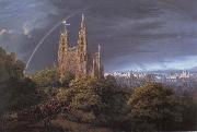 Karl friedrich schinkel Medieval City on a River oil painting reproduction